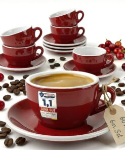 Italian Style dickwandige Espressotassen Set 6er 60 ml geschenktauglich spülmaschinenfestROT