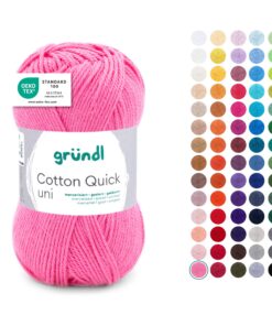 Gründl Wolle Cotton Quick Himbeere - Glänzend und hautfreundliches Strickgarn - 100% Baumwolle - 1 Knäuel 50g/125m - Nad
