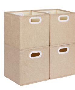 Mangata faltenfreie Stoff Aufbewahrungskörbe 28x28x28 cm für Kleiderkörbe, Körbe, Truhen, Spielzeug (Helles Khaki) Man