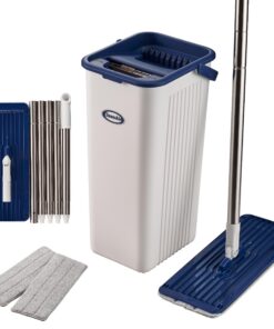 CleanAid Formosa 2 Bodenwischer - Edelstahl Stiel, 360° Flachwischer, 155 cm Länge, Mikrofaser Bezüge für Haushalt