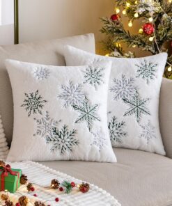 MIULEE Weihnachtskissen Weich und Kuschelig für Wohnzimmer 40x40cm, Dunkelgrün