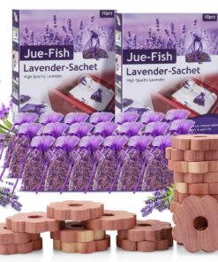 40 Stück Naturerfrischender Zedernholz Mottenschutz für den Kleiderschrank - Effektiv gegen Motten und Lavendelduft - Sc