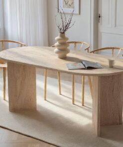 Elegant Dining Table Travertine 180x75x89.5cm 100% Melamina Behdbhülle 25mmdü thig Perfektes Modernes Esszimmerstück