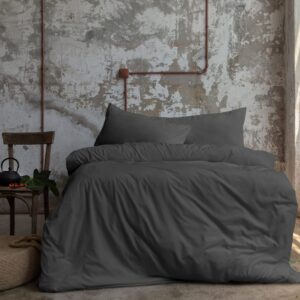 Komfortec Premium Bettwäsche Anthrazit - Oeko-Tex Standard 100 für größtmöglichen Komfort im Schlaf | Komfortec Premium