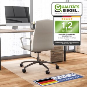 Bodenschutzmatte Bürostuhl Milchweiß - Kratzfest und rutschfest - Für Büros - Made in Germany - 90x120 cm Bodenschutzm