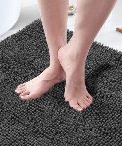 Chenille Badematte, saugfähiger & rutschfester für Badezimmer - weicher Duschvorleger 75x150 cm - ideal für Dusche, Bade