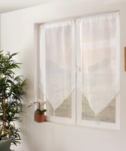 Enjoy Home, Scheibengardinen mit Spitze, Polyester, 60 x 160 cm, weiß, waschbar bei 30 °C, für alle Räume, Vorhänge