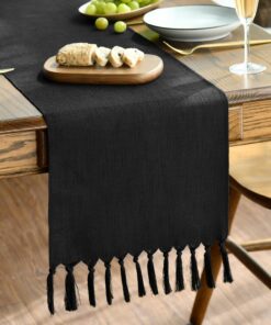 Artoid Mode Schwarz Landhausstil Tischläufer, OEKO-TEX STANDARD 100, Party Dekoration 33x183 cm
