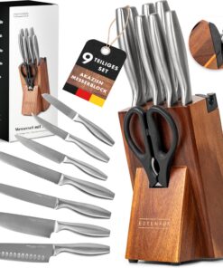 Pflegbarer-professionelles-Messerblock-X50CRMOV15-EDELSTAHL-Messer-Set-Akazienholz-Block-Scheren-Ingesamtes-Messer-Schar