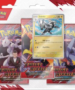 Pokémon-Sammelkartenspiel: 3er-Pack-Blister Karmesin & Purpur – Ewige Rivalen: Zebritz -FürPokémon-Liebhaber-StandardBoo