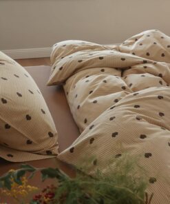 **Lanqinglv Aesthetic Herzmotiv Bettwäsche für Allergiker 155x220 cm Braun** | **Lanqinglv Microfaser Gestreift Bettwäs