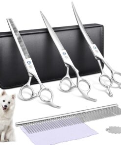 Purple Dragon 8" Hundescheren Set Profi 3 in 1 Fellschere Set - Gerade, gezahnte und gebogene Scheren enthalten für Hund