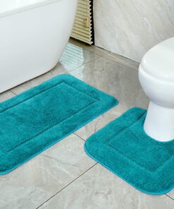 SOANNY Badematte 2er Set für Wärmegefühl und Reinlichkeit, rutschfest & Wasserabsorbierend, 53x86 cm Badteppich & 50x50