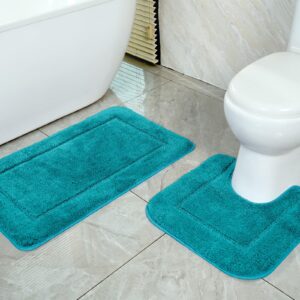 SOANNY Badematte 2er Set für Wärmegefühl und Reinlichkeit, rutschfest & Wasserabsorbierend, 53x86 cm Badteppich & 50x50