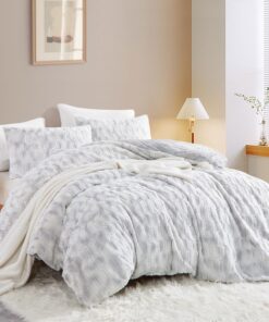 Freyamy Flauschig Plüsch Bettwäsche Grau Hellgrau,Warme Winterbettwäsche Flanell, Samtige Cashmere Touch Bettbezug + Kis