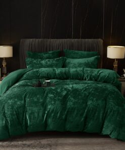 PHF Samt Bettwäsche 135x200 Smaragd Grün, Luxus Flauschig Velvet Bettbezüge 135x200 cm mit 2er Kissenbezüge 80x80 cm, OE