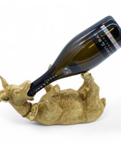 Spetebo Ziege Flaschenhalter Gold - Weinflaschen Halter Tischdeko - Trinkende Durstige Tiere 29x10cm