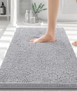 Homaxy rutschfeste Badematte - Anti-Slip Badezimmerteppich für Familien - Hellgrau 40 x 60 cm, OEKO-TEX CERTIFIKAT Hom