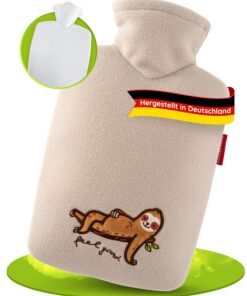 Hugo Frosch Klassik Wärmflasche 1,8l – Made in Germany – mit weichem Fleecebezug – geruchsneutrale & auslaufsichere Bett