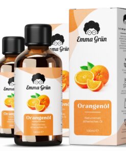 Emma Grün® Orangenöl Ätherisches Öl für Massage und Raumduft - Duftöl für Aroma Diffuser und Kerzenherstellung - 2x 100m