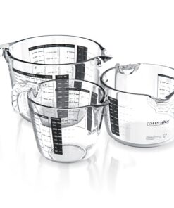 Arendo Präzise Messbecher Set - Borosilikatglas - Hitzebeständig - Mikrowellengeeignet - Küchenmaßbecher - 250ml, 500ml,