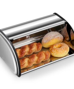 Ribelli Brotkasten Edelstahl - Lebenstmensliger Materialien, Rolldeckel, große Aufbewahrungsbox für Brot, Brötchen und K