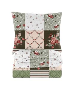 Bettwäsche 155x200 cm - Baumwoll-Mikrofaser - Weiss und Grün -Suitable für Familiennähere -Comfort und Hygiene-Degrees O