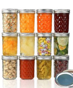 YBCPACK 12 Stück Marmeladengläser mit Schraubdeckel für Joghurt, Honig und Meal Prep, 250ml Glas mit Etiketten und Stift