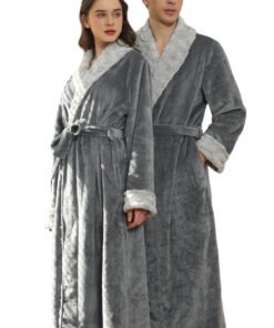 Unisex Flauschig Langen Bademantel Set für Paare | Damen und Herren Fleece Bademantel Große Größen | Langen Gürtel Bade