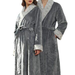 Unisex Flauschig Langen Bademantel Set für Paare | Damen und Herren Fleece Bademantel Große Größen | Langen Gürtel Bade