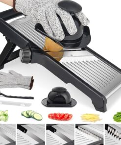 Gemüsehobel Mandoline Verstellbar Edelstahl 5-in-1 mit Schnittschutzhandschuhen