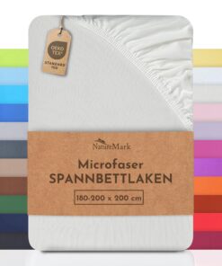 NatureMark Mikrofaser-Spannbettlaken 180x200–200x200 cm (Creme) – OEKO-TEX Standard 100