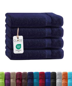 Frottee Gästetücher - Besonders weiche & saugfähige aus 100% Baumwolle mit Aufhänger - Navy 30x50 cm 4er Set Gästetüche