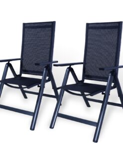 CCLIFE Gartenstühle Alu 2er Set für den Balkon - Klappbar bis 150kg - Hochlehner Verstellbarkeit - RelaxProComfort - Dun