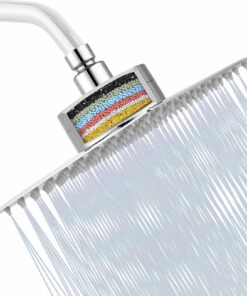 Katezon Hochdruck-Duschkopf mit Filter für Hartes Wasser - Entfernt Chlor und Schadstoffe - 25 cm Quadrater Regenköpf (C