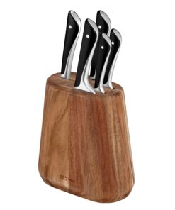 Jamie Oliver by Tefal Koch-/Santoku-/Brot-/Universal-/Schälmesser-Set, eisgehärtet, deutsche Edelstahlklingen, Akazienho