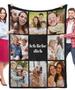 Personalisierte Decke mit Foto für Mama | Personalisierte Kuscheldecke für Familie | Personalisierte Foto Decke als Ges