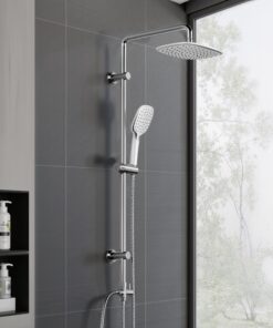 Florenta Regendusche Duschsystem ohne Armatur, Chrom Duschset für Badezimmer mit Edelstahl Duschstange und ABS Kopfbraus