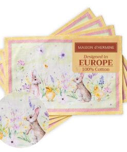 Maison d'Hermine Oster-Tischsets 100% Baumwoll, 4er-Set 33 cm x 48 cm, dekorativ waschbar, für Dinnerpartys und Hochzeit