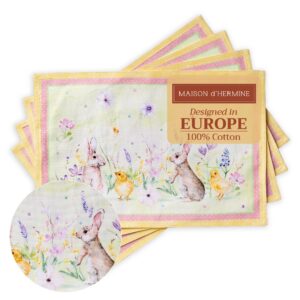 Maison d'Hermine Oster-Tischsets 100% Baumwoll, 4er-Set 33 cm x 48 cm, dekorativ waschbar, für Dinnerpartys und Hochzeit