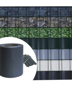 Sichtschutz PVC Anthrazit RAL 7016 Doppelstabmatten Zaunfolie - Blickdicht Windschutz - 35m (7m²)