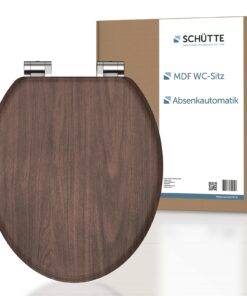 SCHÜTTE WC-Sitz DARKWOOD mit Absenkautomatik, Hochwertiger Toilettendeckel für Badezimmer, ideal für Familien mit 175kg