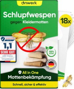 Anwerk® Schlupfwespen gegen Kleidermotte - 18 Karten - Effektiv Kleidermotte bekämpfen - Alternative zur Mottenspray-Lös