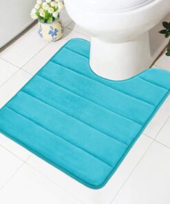 Homaxy Memory Foam rutschfeste Weiches Vorleger Toilette, Saugfähige Badematte für WC, waschbar für Badezimmer, Pfauebla