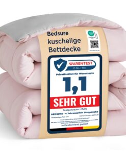 BEDSURE Bettdecke Ganzjahresdecke - Weiche Warm Schlafdecke für Allergiker 155x220cm, 300GSM Rosa/Grau OEKO-TEX STANDARD