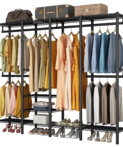 KZOBYD Kleiderschrank, 6 Höhenverstellbare Regalböden, 4 Hängefächer, viele Plätze, für Schlafzimmer und Wohnzimmer (Sch