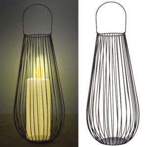 Eisen Schwarze Gartenlaterne H50cm Teelichthalter Windlicht | Gartenlaterne Eisen Metallstreben schwarz H50cm Teelichth