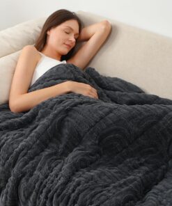 Wemore Jacquard-Fleece-Gewichtsdecke, Queen-Size, flauschig, ultra-weich für Erwachsene, ideal für das Schlafen und Ents