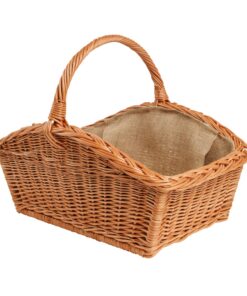 BOGATECO Kaminkorb Weidenkorb 60x40x28 cm | Handgewebt massiv mit Jute-Auskleidung
