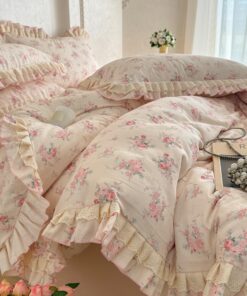 GETIYA Rosa Blumen Bettwäsche 100 % Baumwolle OEKO-TEX STANDARD 100 für Damen und Mädchen